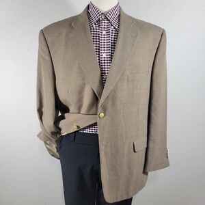 Stafford Men's Sport Coat Blazer Two Button Brown Polyester Wool‎ Blend 48R